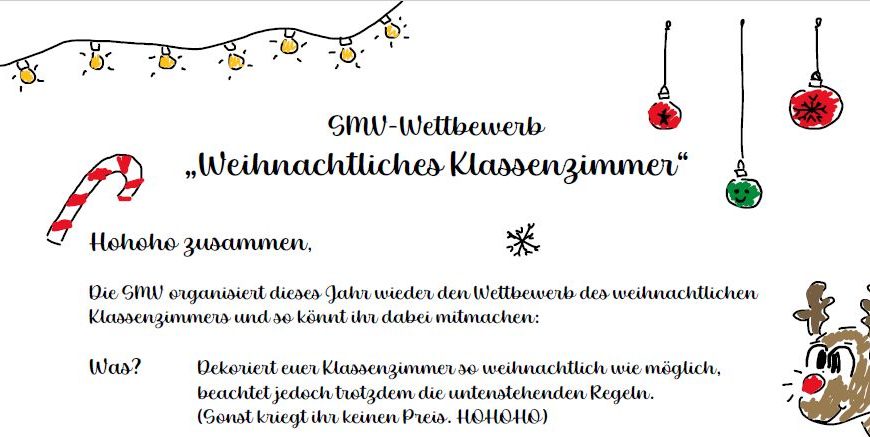 Am Freitag, den 01. Dezember startet die SMV-Aktion “Weihnachtliches Klassenzimmer”