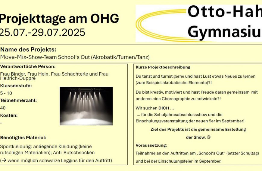 Projekttage vom 24.07.-28.07.2026